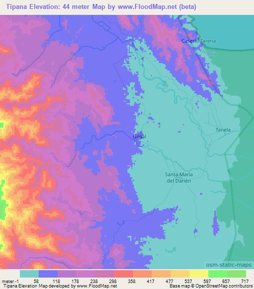 Tipana,Colombia Elevation Map