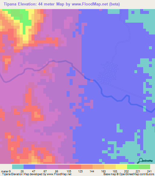 Tipana,Colombia Elevation Map