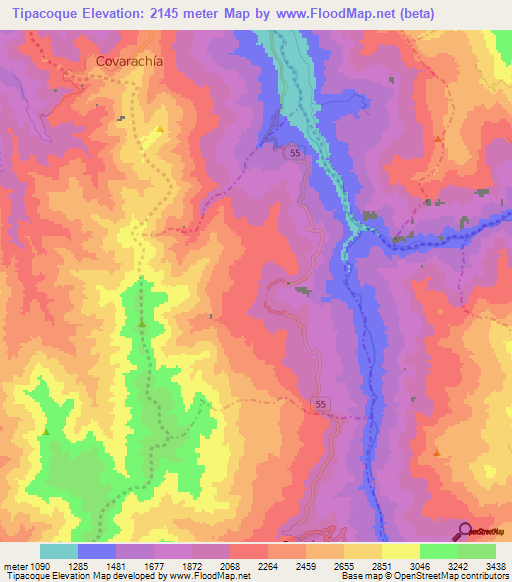 Tipacoque,Colombia Elevation Map