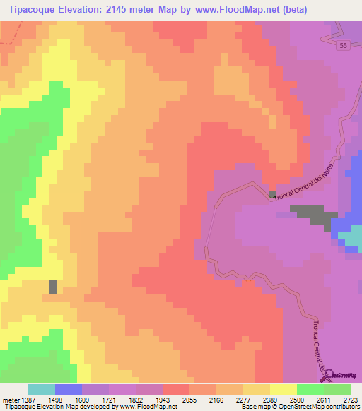 Tipacoque,Colombia Elevation Map