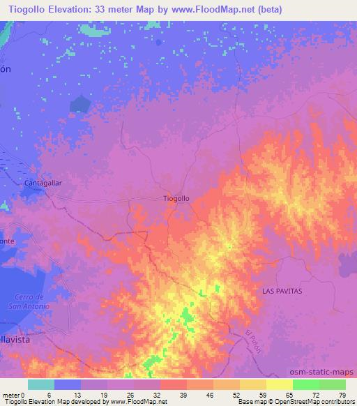 Tiogollo,Colombia Elevation Map