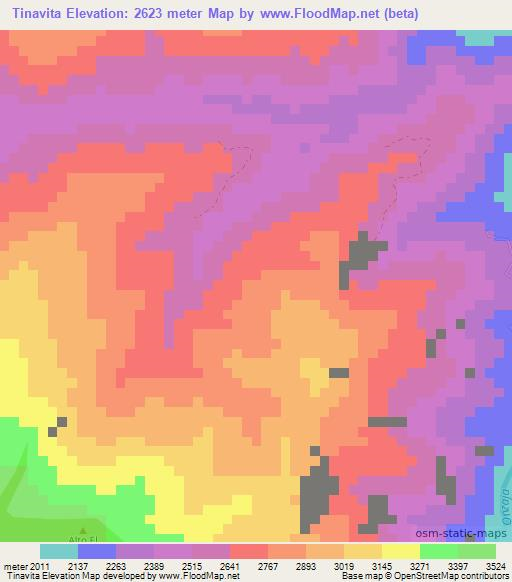 Tinavita,Colombia Elevation Map