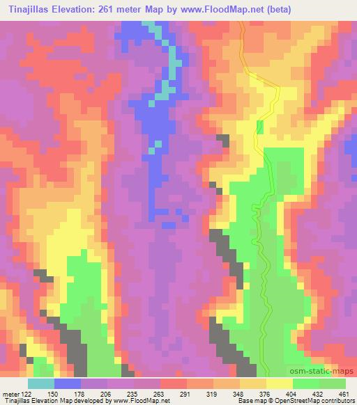 Tinajillas,Colombia Elevation Map