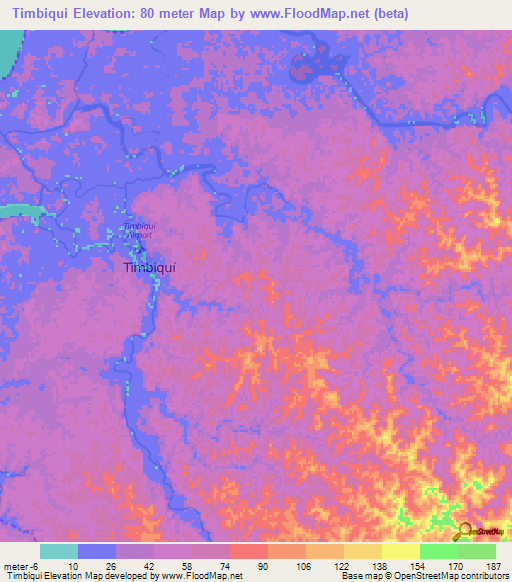 Timbiqui,Colombia Elevation Map