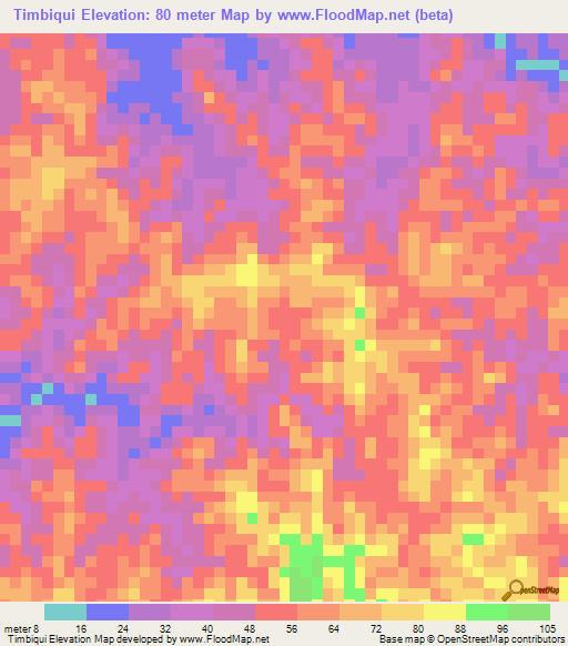 Timbiqui,Colombia Elevation Map