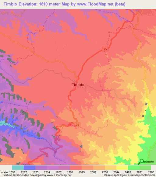 Timbio,Colombia Elevation Map