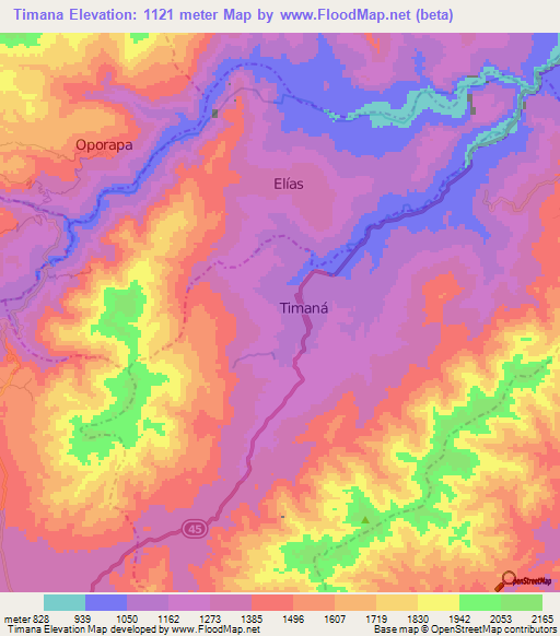 Timana,Colombia Elevation Map