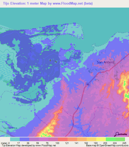 Tijo,Colombia Elevation Map