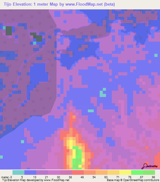 Tijo,Colombia Elevation Map