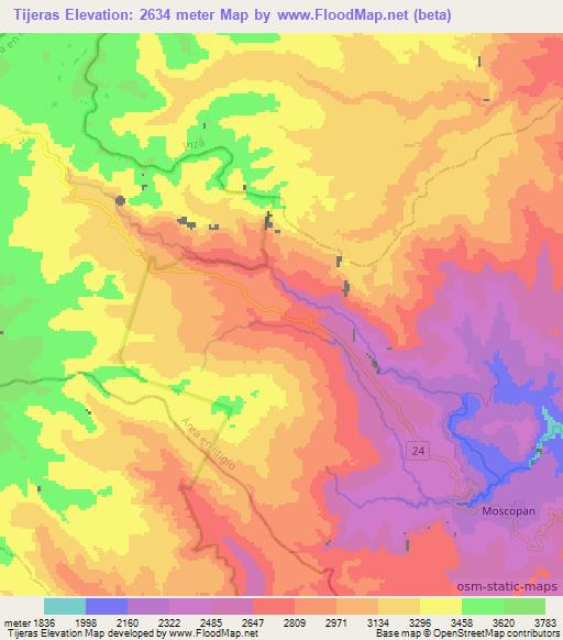 Tijeras,Colombia Elevation Map