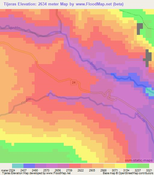 Tijeras,Colombia Elevation Map