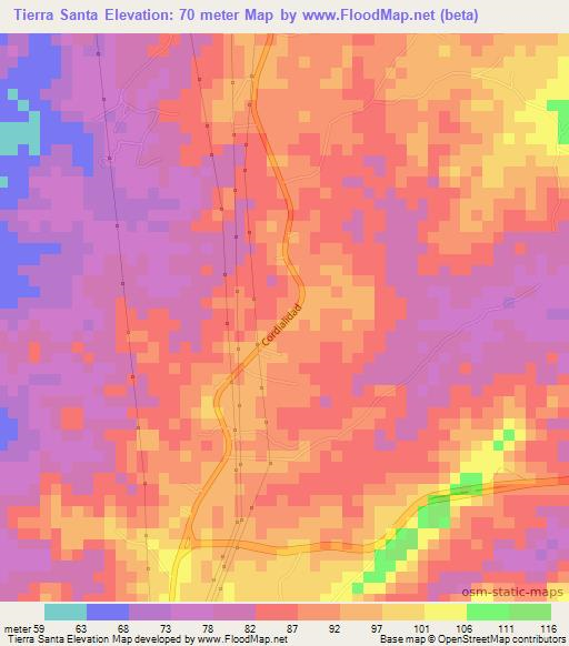 Tierra Santa,Colombia Elevation Map