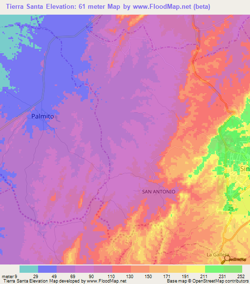 Tierra Santa,Colombia Elevation Map