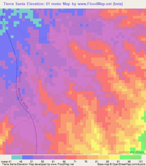 Tierra Santa,Colombia Elevation Map