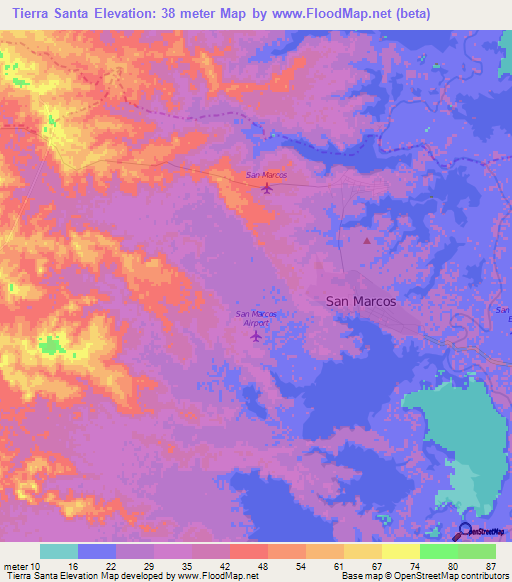 Tierra Santa,Colombia Elevation Map