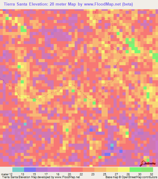 Tierra Santa,Colombia Elevation Map