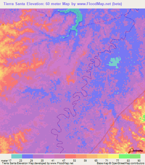 Tierra Santa,Colombia Elevation Map