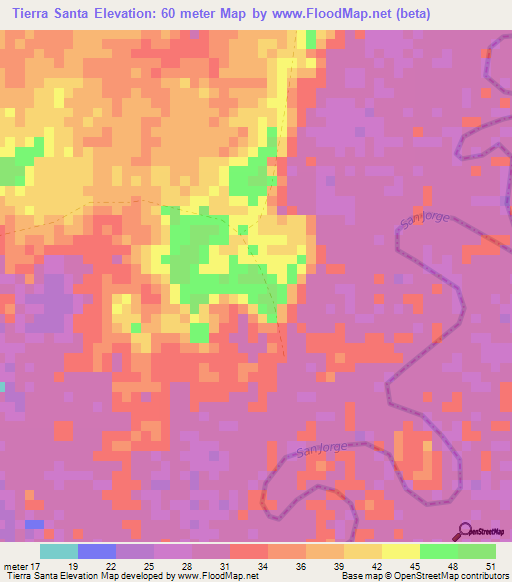 Tierra Santa,Colombia Elevation Map