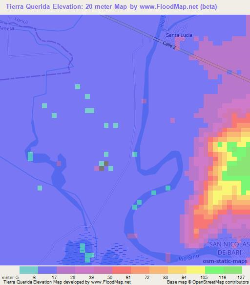 Tierra Querida,Colombia Elevation Map