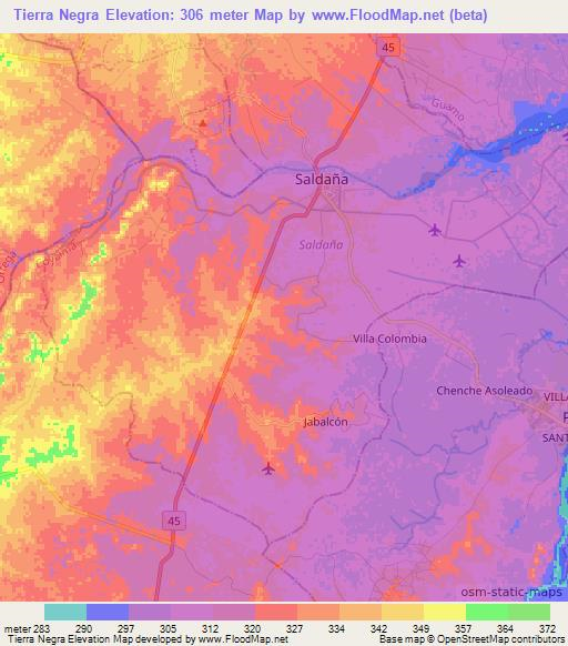 Tierra Negra,Colombia Elevation Map