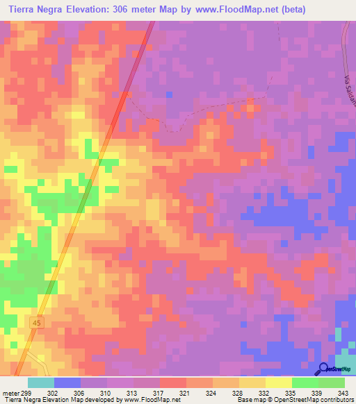 Tierra Negra,Colombia Elevation Map