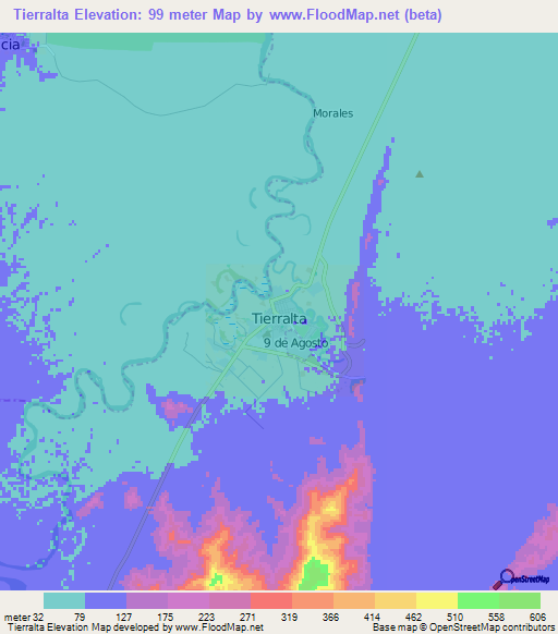 Tierralta,Colombia Elevation Map