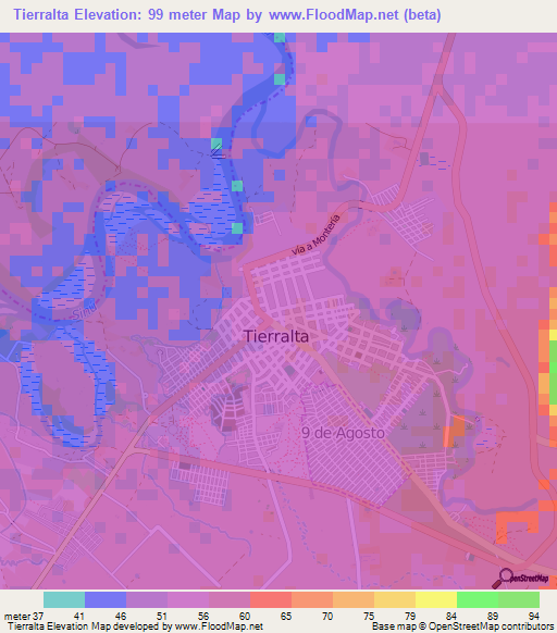 Tierralta,Colombia Elevation Map