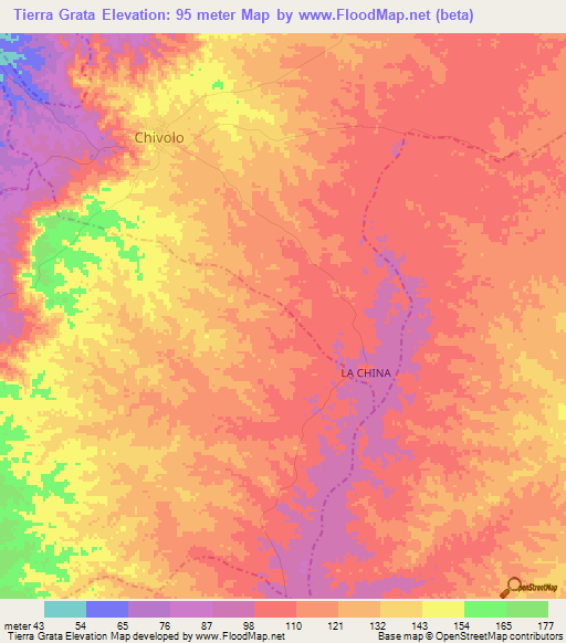 Tierra Grata,Colombia Elevation Map