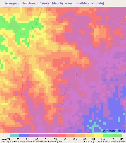 Tierragrata,Colombia Elevation Map