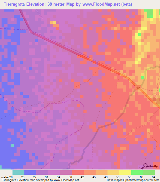 Tierragrata,Colombia Elevation Map