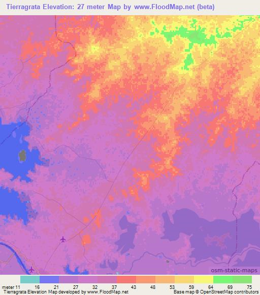 Tierragrata,Colombia Elevation Map