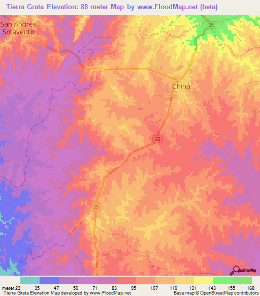 Tierra Grata,Colombia Elevation Map