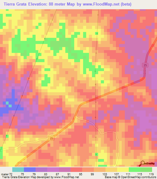 Tierra Grata,Colombia Elevation Map