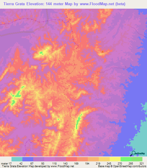 Tierra Grata,Colombia Elevation Map