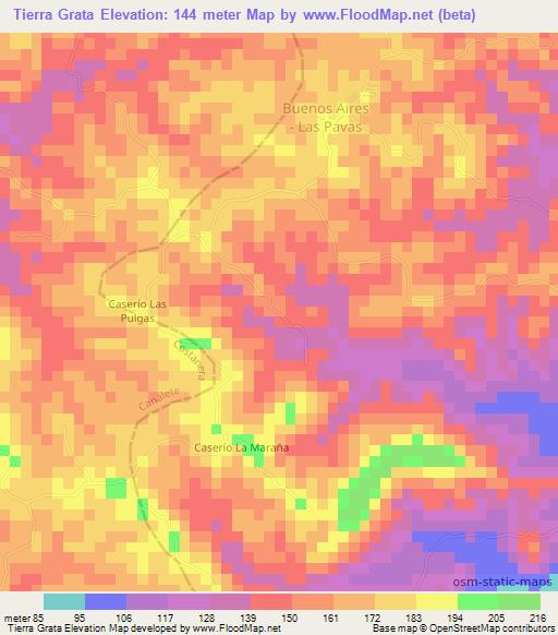 Tierra Grata,Colombia Elevation Map