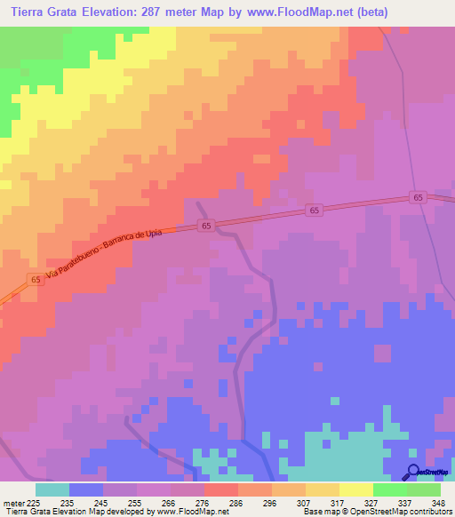 Tierra Grata,Colombia Elevation Map