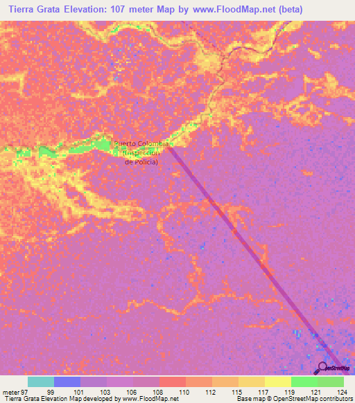 Tierra Grata,Colombia Elevation Map