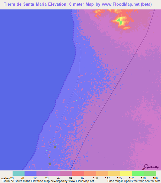 Tierra de Santa Maria,Colombia Elevation Map