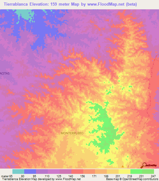 Tierrablanca,Colombia Elevation Map