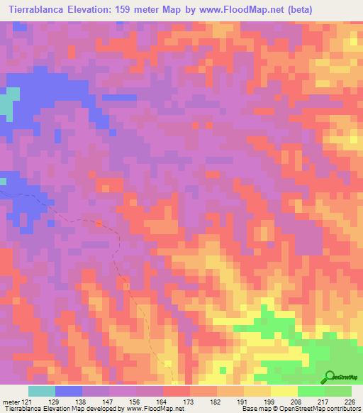 Tierrablanca,Colombia Elevation Map