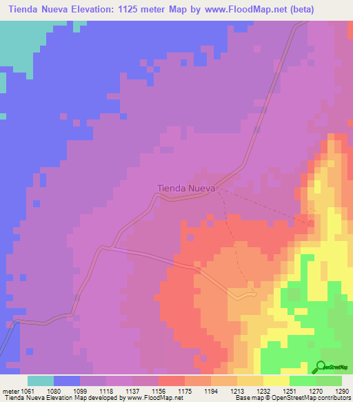 Tienda Nueva,Colombia Elevation Map