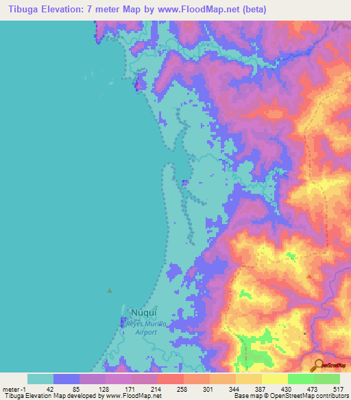 Tibuga,Colombia Elevation Map