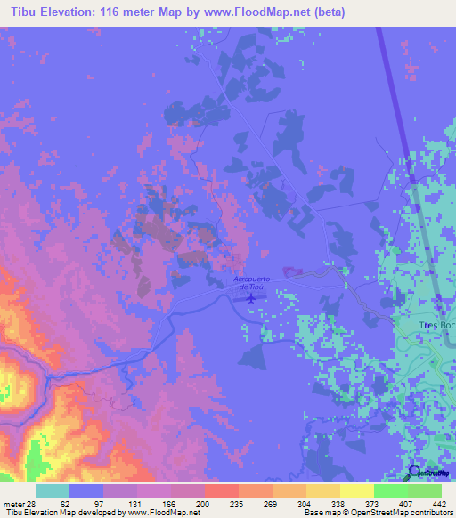 Tibu,Colombia Elevation Map