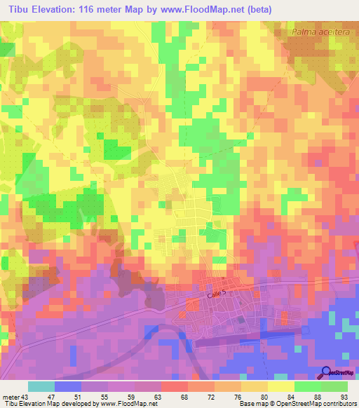 Tibu,Colombia Elevation Map