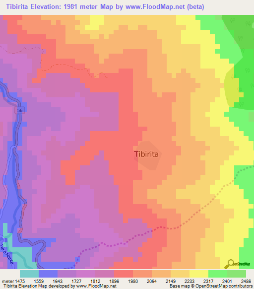 Tibirita,Colombia Elevation Map