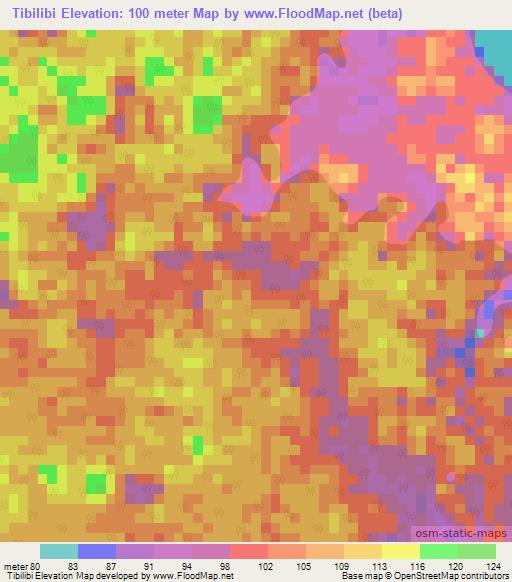 Tibilibi,Colombia Elevation Map