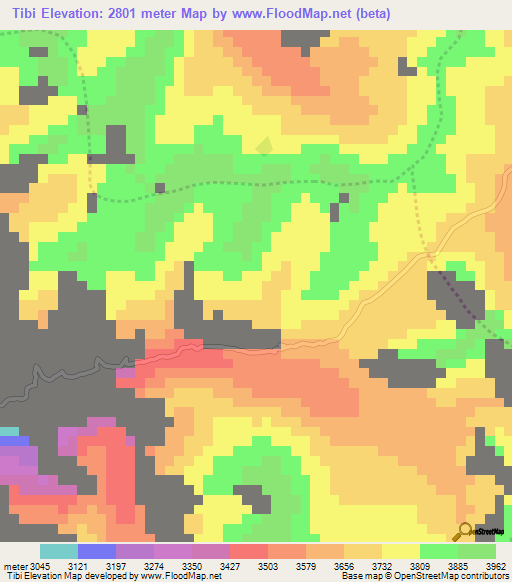 Tibi,Colombia Elevation Map