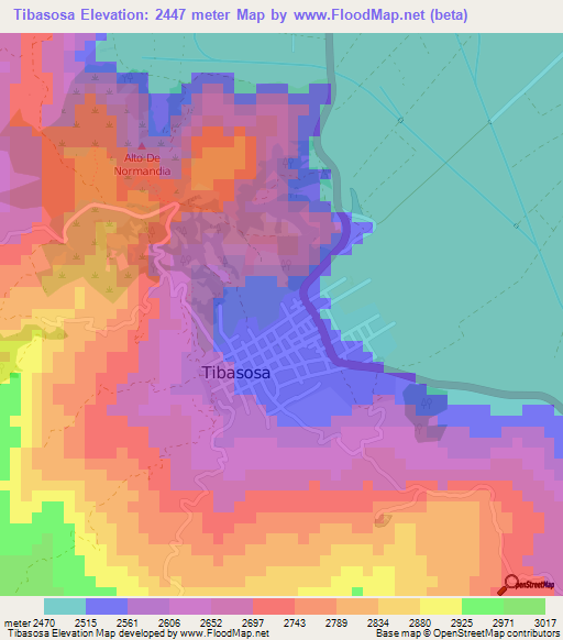 Tibasosa,Colombia Elevation Map