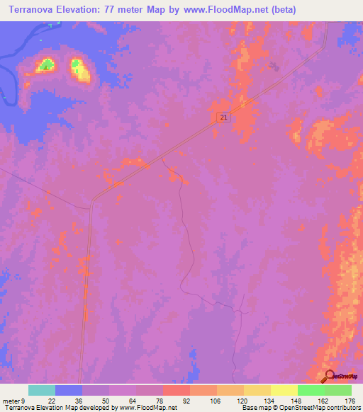 Terranova,Colombia Elevation Map