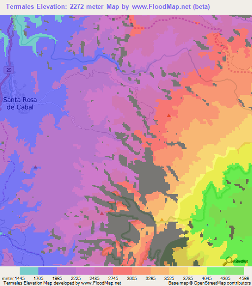 Termales,Colombia Elevation Map